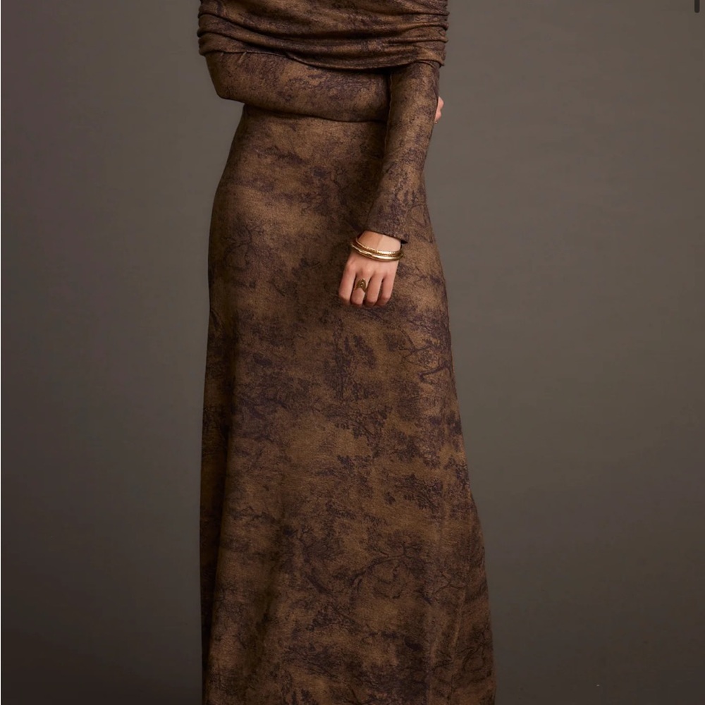 12th Tribe Brown Textured Long Sleeve Maxi Dress